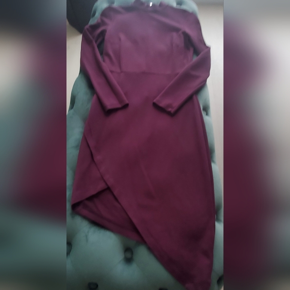 NWOT-DYNAMITE Sz.S mock neck/long sleeve bodycon dress, Cranberry Color,Soft - Picture 4 of 5